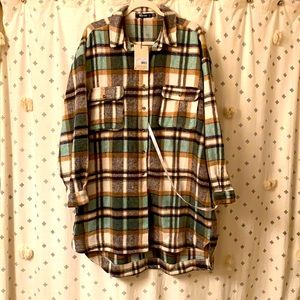 NEW misguided plaid flannel shacket Size 14